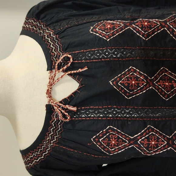 Soho Black Cotton Embroidered Blouse S - Picture 2 of 8